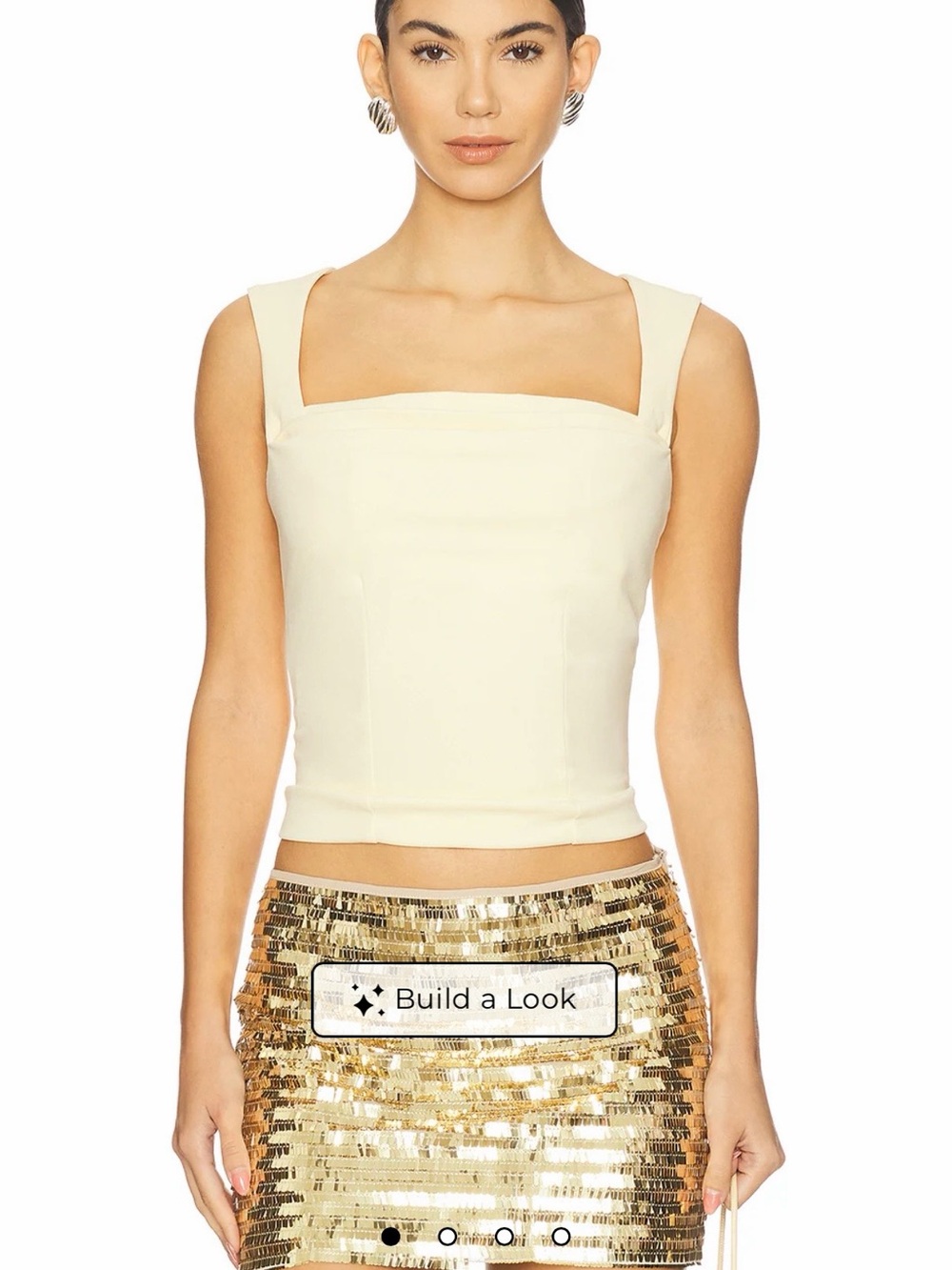 Sleeveless Square-Neck Crop Top in Cream